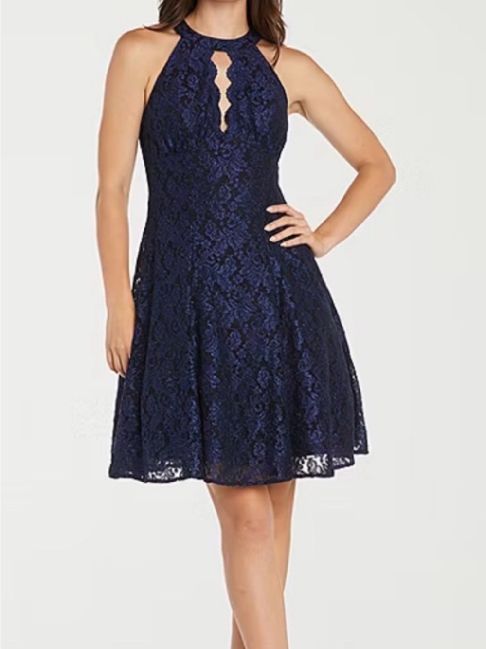 Navy Lace Fit & Flare Dress